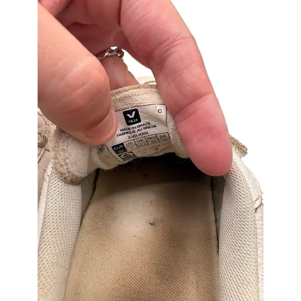 Veja Kids White Leather Sneakers Rose Gold Size 1 Girls Shoes Metallic School